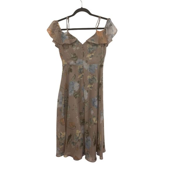 Boho-chic floral print dress ruffled off shoulder lightweight fabric flowy - Picture 3 of 6